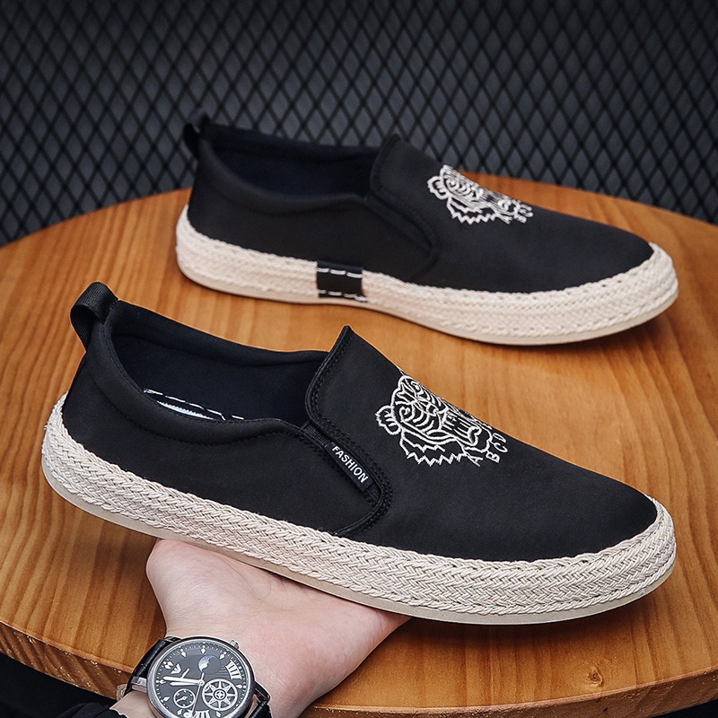 Loafer Slip On Men - Zapatos transpirables negros para hombre, mocasines