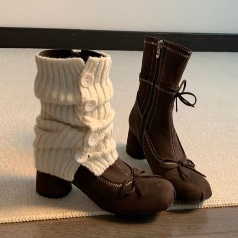 Chelsea Boots Suede - Botas de tacón alto con lazo