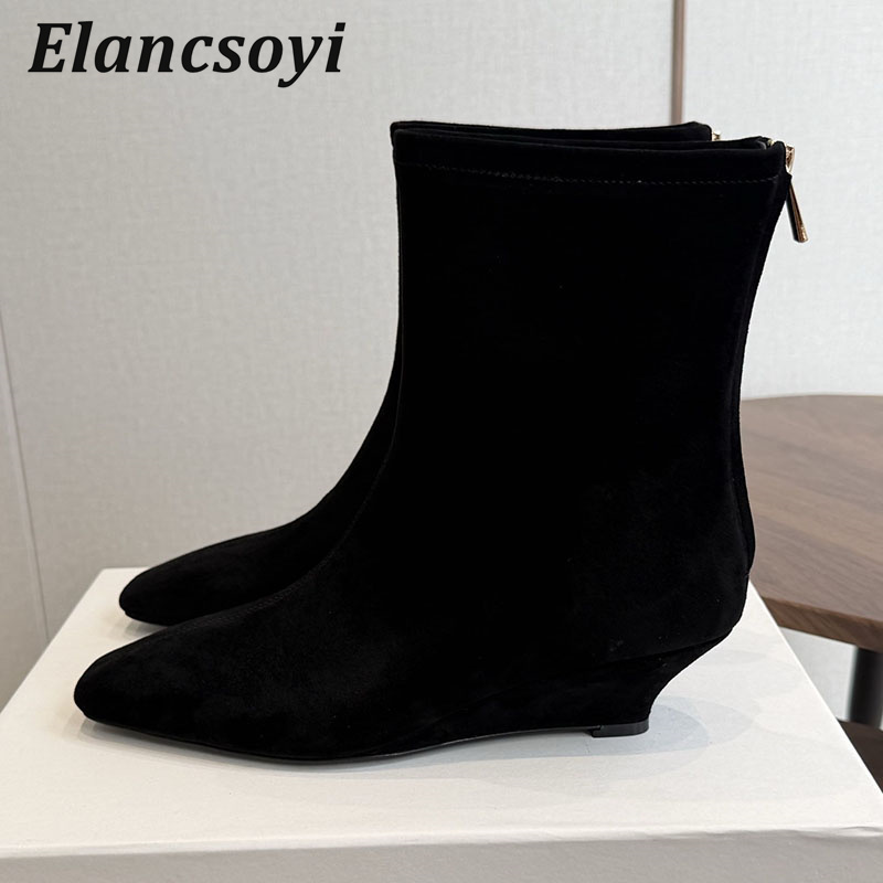 Chelsea Boots Suede - Botines de tacón de cuña para
