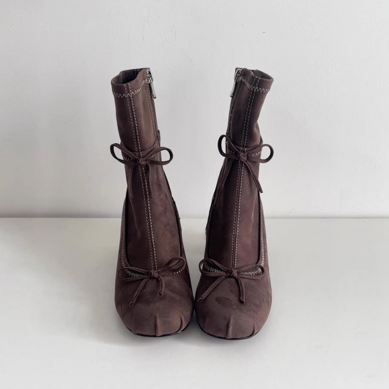 Chelsea Boots Suede - Botas de tacón alto con lazo