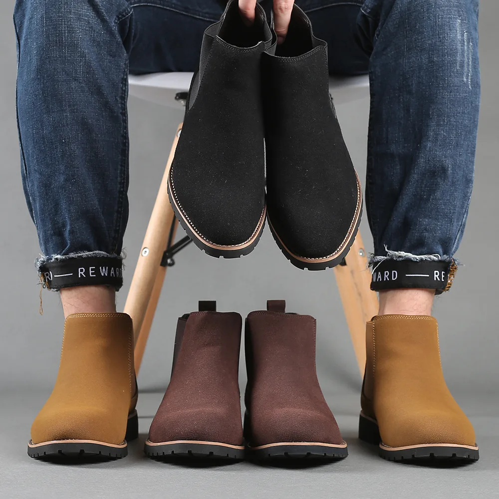 Chelsea Boots Suede - Botas de tobillo para hombre, botas