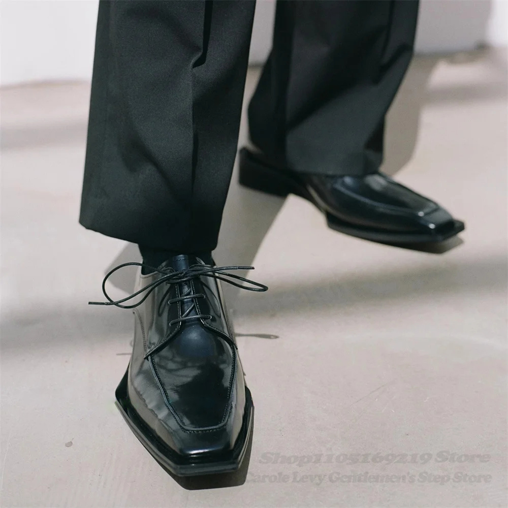 Men Shoes Oxford - Zapatos Derby de charol negro para
